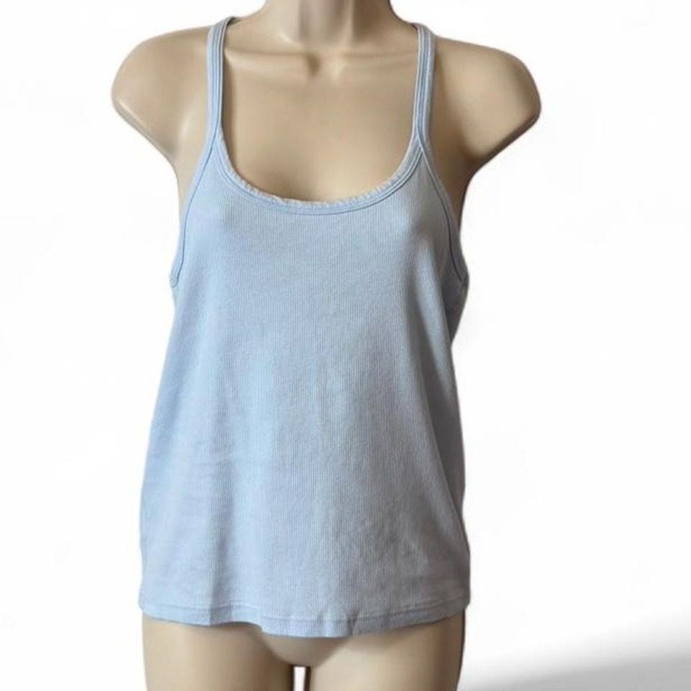 Y2K No‎ Boundaries Light Blue Ribbed Racerback Tank Top